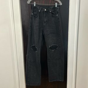 Black wide leg denim